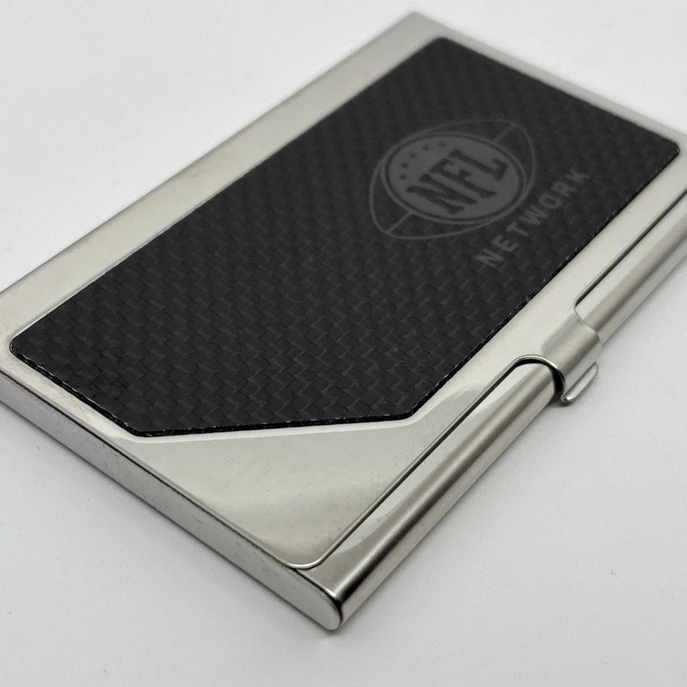 Unique Employee NFL Network Business Card Holder‎ Mirrored Clasp Shut